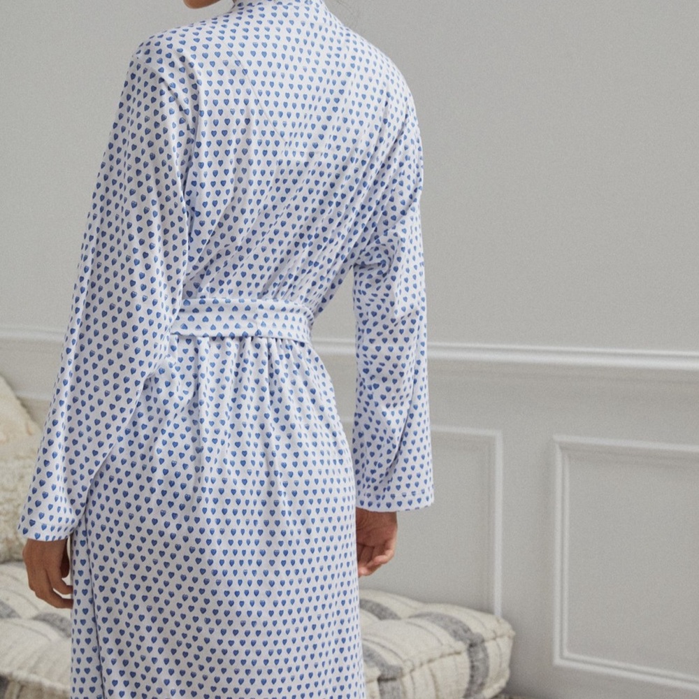 Roller Rabbit Blue Hearts Linen Robe - Picture 2 of 5